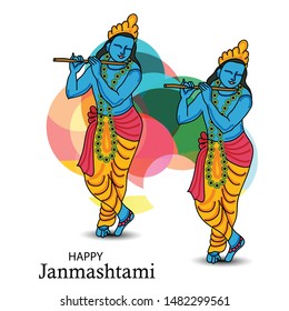 Vector illustration of a Poster or Banner for Indian festival For Happy Janmashtami Celebration.