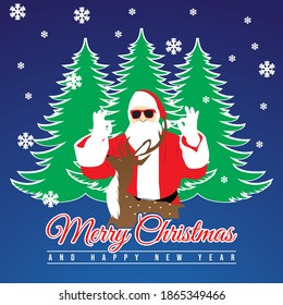 Ilustración vectorial, afiche o pancarta de feliz navidad y feliz año nuevo.