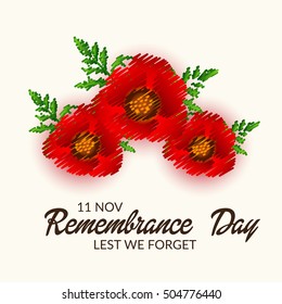 Vector illustration of a Poster or Banner with Poppy Flower For Remembrance Day.