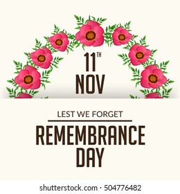 Vector illustration of a Poster or Banner with Poppy Flower For Remembrance Day.