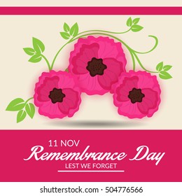 Vector illustration of a Poster or Banner with Poppy Flower For Remembrance Day.