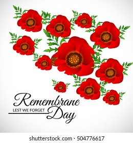 Vector illustration of a Poster or Banner with Poppy Flower For Remembrance Day.