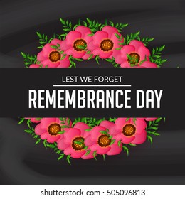 Vector illustration of a Poster or Banner with Poppy Flower For Remembrance Day.