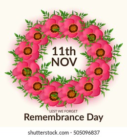 Vector illustration of a Poster or Banner with Poppy Flower For Remembrance Day.