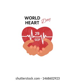 Vector illustration, poster, banner  World Heart Day  29 September. Health care concept with heart and stethoscope.