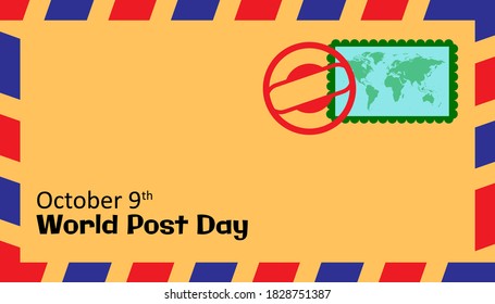 Ilustración vectorial, afiche o cartel para el Día Mundial del Post. Diseño de fondo vectorial del Día Postal Internacional.