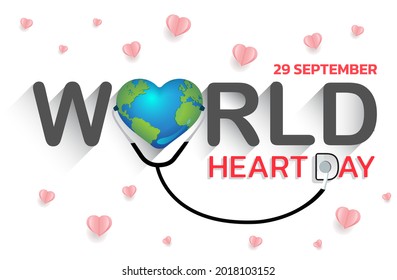 Vector Illustration, Poster Or Banner  for World Heart Day Background. 