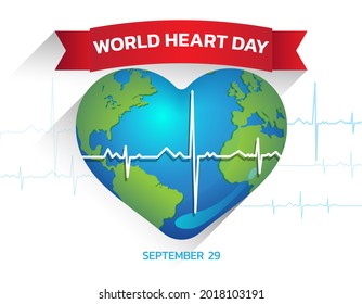 Vector Illustration, Poster Or Banner  for World Heart Day Background. 