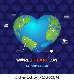 Vector Illustration, Poster Or Banner  for World Heart Day Background. 