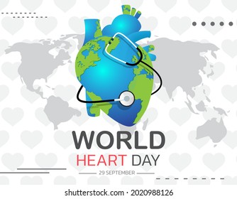 Ilustración vectorial, afiche o cartel para el fondo del Día Mundial del Corazón. 