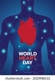 Ilustración vectorial, afiche o cartel para el fondo del Día Mundial del Corazón. 