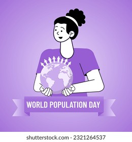 Vector Illustration, Poster Or banner Of World Population day.