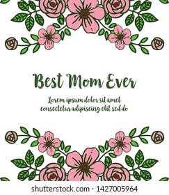 Vector illustration poster best mom for beautiful pink flower frame