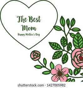 Vector illustration poster best mom for beautiful pink flower frame