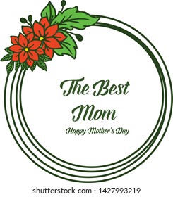 Vector illustration poster best mom for beautiful orange flower frames