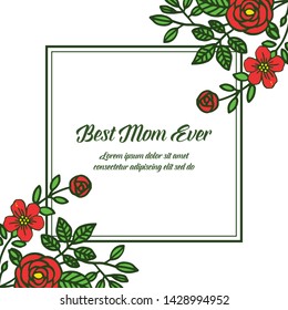 Vector illustration poster best mom with various ornate of rose flower frame