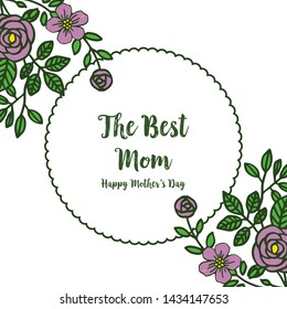 Vector illustration poster best mom for very beautiful purple flower frame