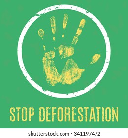 Vector Illustration Poster Calling Stop Deforestation Stock Vector ...