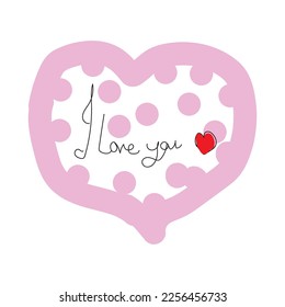 Vector illustration for poster, card, banner valentine day, Hand drawn word, love you.