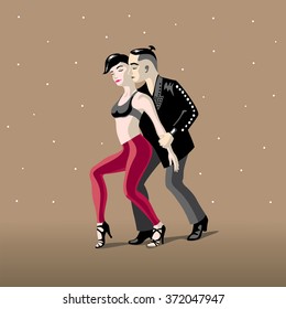 Vector illustration, poster for dance party.