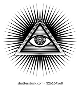 vector illustration poster design element sign Egyptian eye  in a triangle on a white background