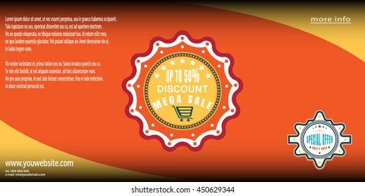 Vector illustration of poster discount coupon for promotion megasale with labels.
