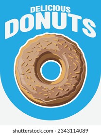 Cartel de ilustración vectorial de un donut. Cartel de la tienda de comida rápida. Carteles para promociones, descuentos y descuentos.
