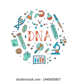 Vector Illustration Poster Equipment Dna Testing Stock Vector (Royalty ...