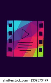 Vector Illustration Poster of Film Movie with Rainbow Color Polygon or Geometric. Graphic Design for Shirt, Background, Card, Website, Template and More. 