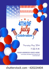 Vector illustration poster or flyer of 4th of july independence day.