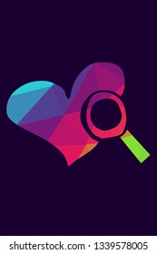 Vector Illustration Poster of Heart Shape with Rainbow Color Polygon or Geometric. Graphic Design for Shirt, Background, Card, Website, Template and More. 