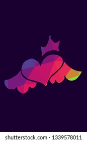 Vector Illustration Poster of Heart Shape with Rainbow Color Polygon or Geometric. Graphic Design for Shirt, Background, Card, Website, Template and More. 