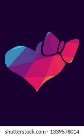 Vector Illustration Poster of Heart Shape with Rainbow Color Polygon or Geometric. Graphic Design for Shirt, Background, Card, Website, Template and More. 