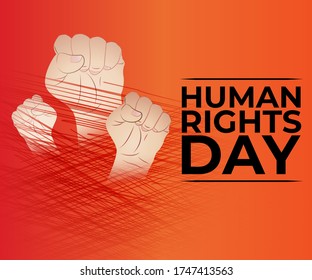 VECTOR ILLUSTRATION OF POSTER FOR HUMAN RIGHTS DAY, RAISE HAND FOR BREAKING IMPOSED  RESTRICTIONS, 