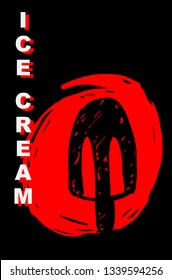 Vector Illustration Poster of Ice Cream Food with Red Japanese Style and Ice Cream" Text. Graphic Design for Shirt, Template, Layout, Background, and More.