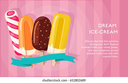 Vector illustration poster with ice-cream and place for text