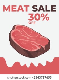 Vector illustration poster of a meat. Poster for fast food shop. Posters for promotions, discounts and rebates.
