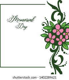 Vector illustration poster memorial day with pattern pink flower frame