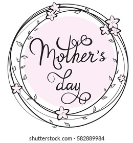 Vector illustration of a poster for Mother's day with a circle frame