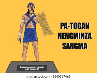 Vector illustration poster of pa togan sangma, garo tribe leader indian state of meghalaya.