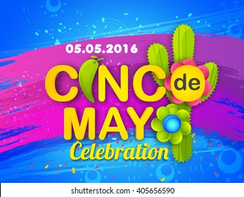 Vektorgrafik-Poster oder Partyflyer von Cinco De Mayo mit stylischem Typografie-Hintergrund.