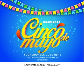 vector illustration Poster or party flyer of Cinco De Mayo with stylish typography celebration background.