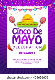 vector illustration Poster or party flyer of Cinco De Mayo with stylish typography celebration background.