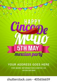 vector illustration Poster or party flyer of Cinco De Mayo with stylish typography celebration background.