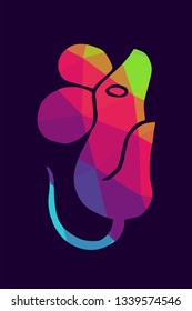 Vector Illustration Poster of Rat Animal with Rainbow Color Polygon or Geometric. Graphic Design for Shirt, Background, Card, Website, Template and More. 