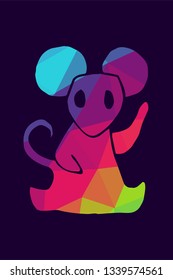 Vector Illustration Poster of Rat Animal with Rainbow Color Polygon or Geometric. Graphic Design for Shirt, Background, Card, Website, Template and More. 