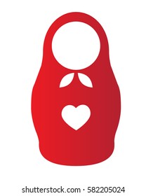 Vector illustration of a poster with a red sketch Russian doll with heart
