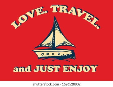 Vector Illustration of Poster Ship, Sail, or Boat with Quotes, Text or Typography