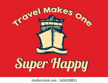 Vector Illustration of Poster Ship, Sail, or Boat with Quotes, Text or Typography