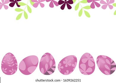 Vector illustration. Poster with simple Easter eggs, space for text. Composition with twigs, flowers.